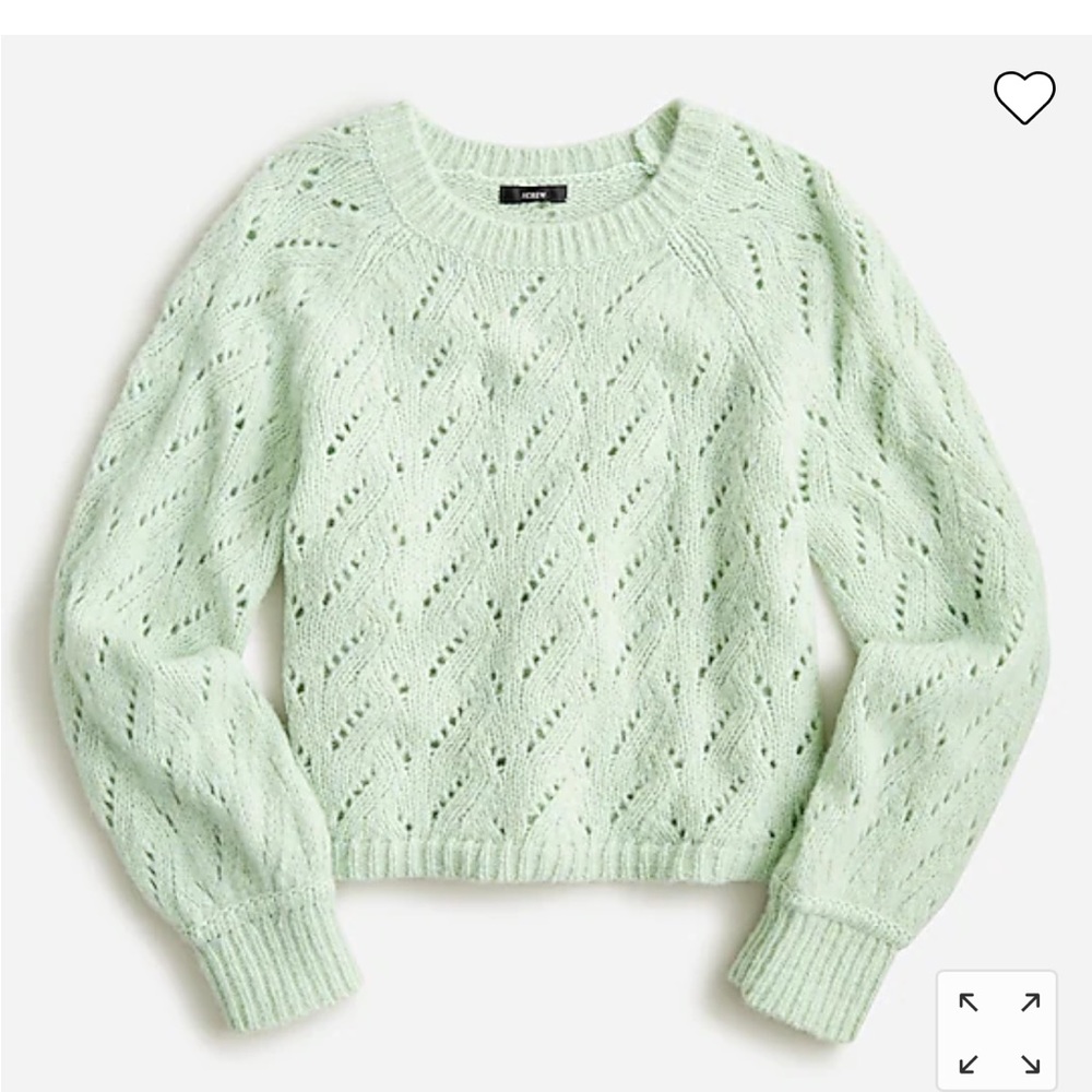 NWT J. Crew Pointelle crewneck sweater in Heather Honeydew- never worn!